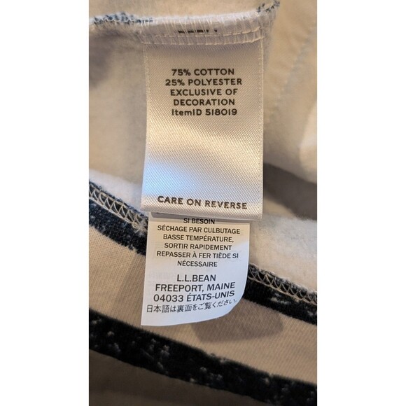 LL BEAN Signature Women's Blue Striped Hoodie MEDIUM Soft Cotton-Poly Blend - Picture 5 of 7